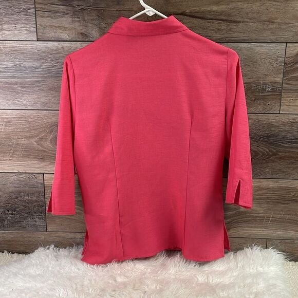 PATCHINGTON Vintage Petite  Tailored  Button Up 3/4 Sleeve Blouse Top PS Coral - Picture 4 of 6